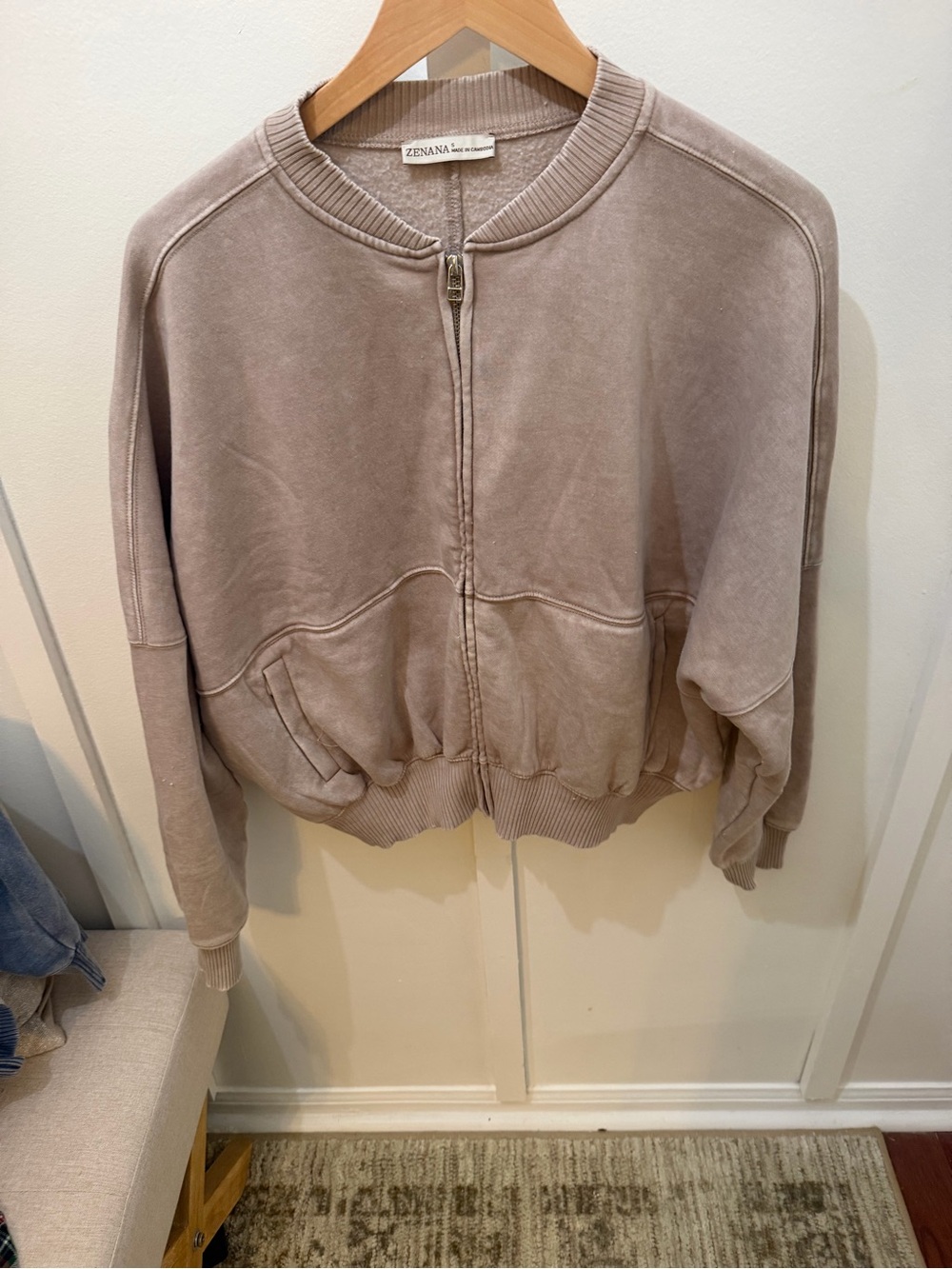 Zenana Outfitters Ash Mocha Zip-Front Women's Bomber Jacket